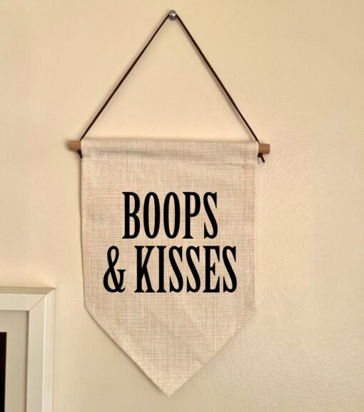 Personalised Linen Flag Mock-up | Boops & Kisses Pet Care Gift Shop